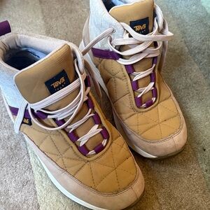Teva Tan and Purple Quilted Sneakers
